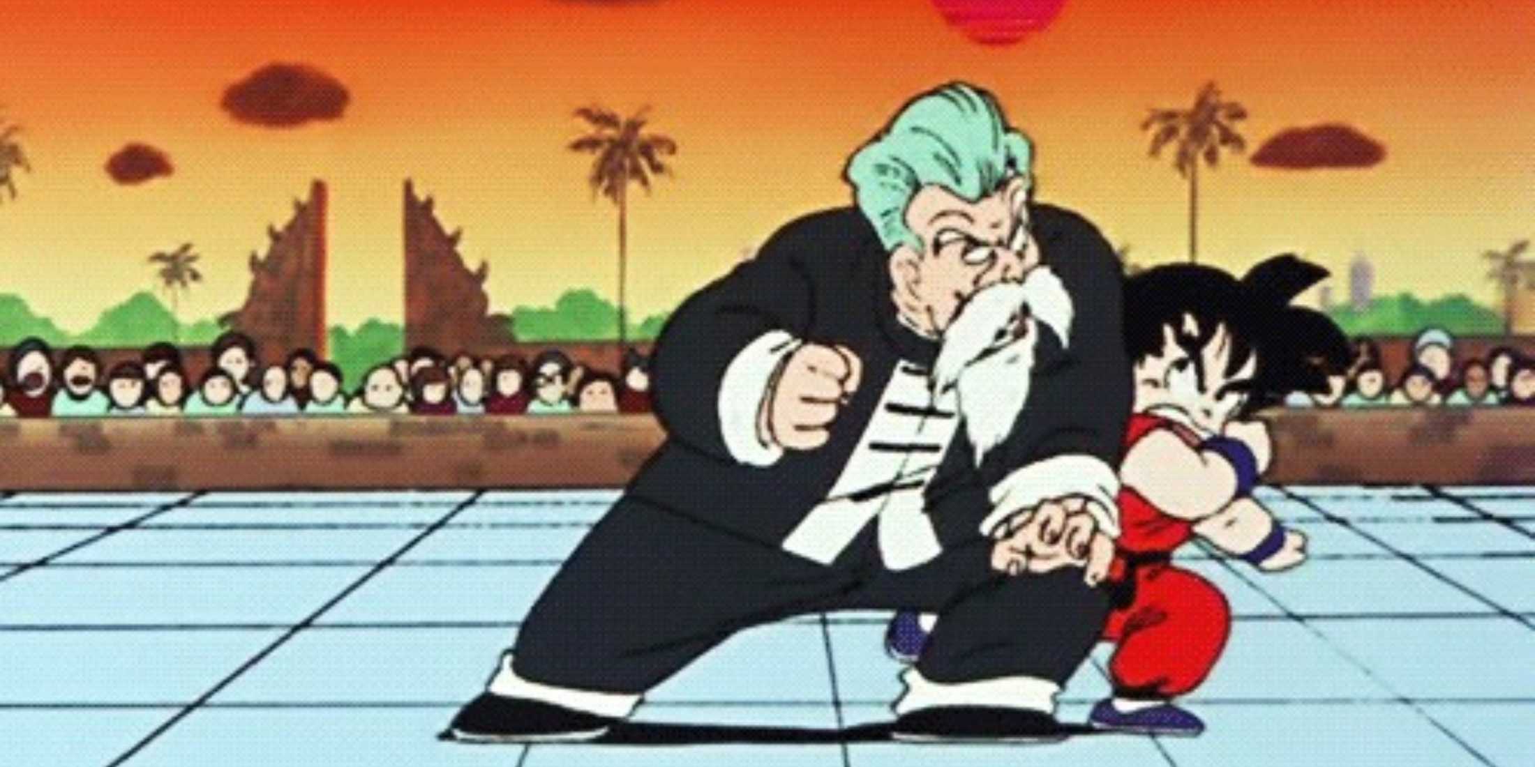 Master Roshi dari Dragon Ball melawan Kid Goku