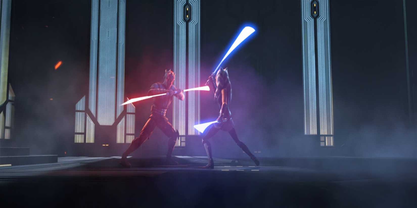 Le duel au sabre laser de Maul et Ahsoka dans The Clone Wars