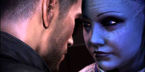 An image of Liara T'Soni and Commander Shepherd from the Mass Effect series