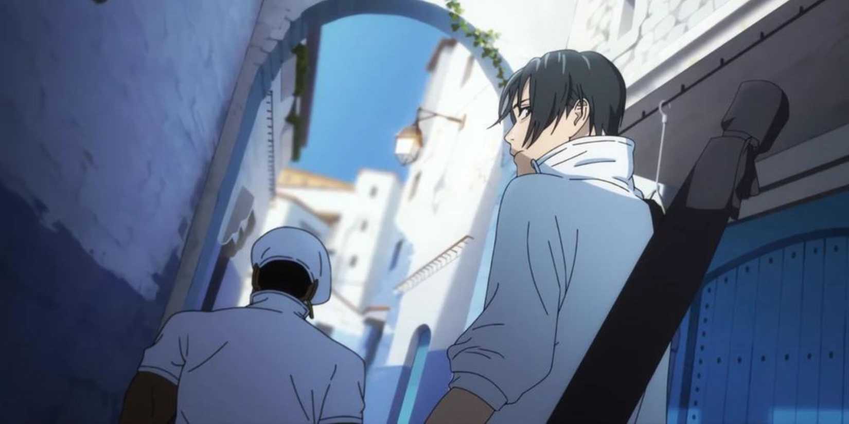 Miguel and Yuta in Kenya, as seen in the second opening of the anime.