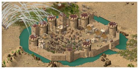 Stronghold Crusader - Steam Screenshot (A Large Castle With A Moat)