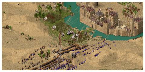 Stronghold Crusader - Steam Screenshot (An Army Charging A Castle)