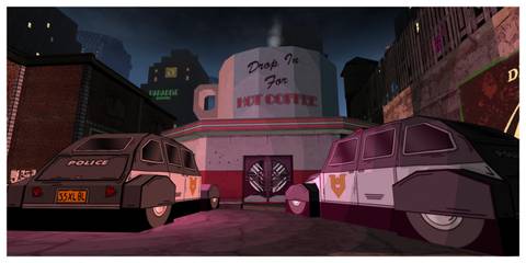 Fallen Aces - Steam Screenshot (A Cafe Exterior)