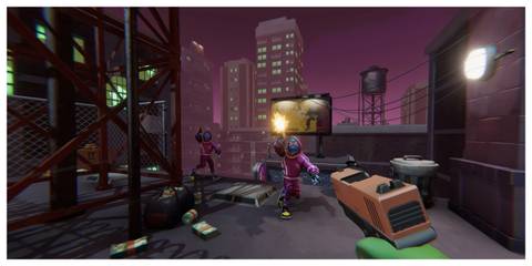 Anger Foot - Steam Screenshot (A Gunfight On A Rooftop)