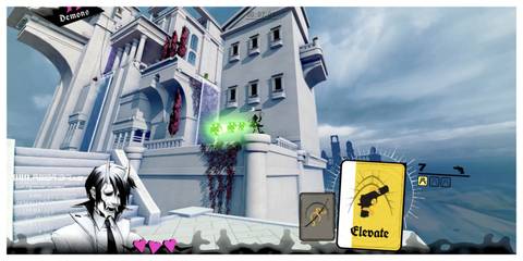 Neon White - Steam Screenshot (Firing At An Enemy)