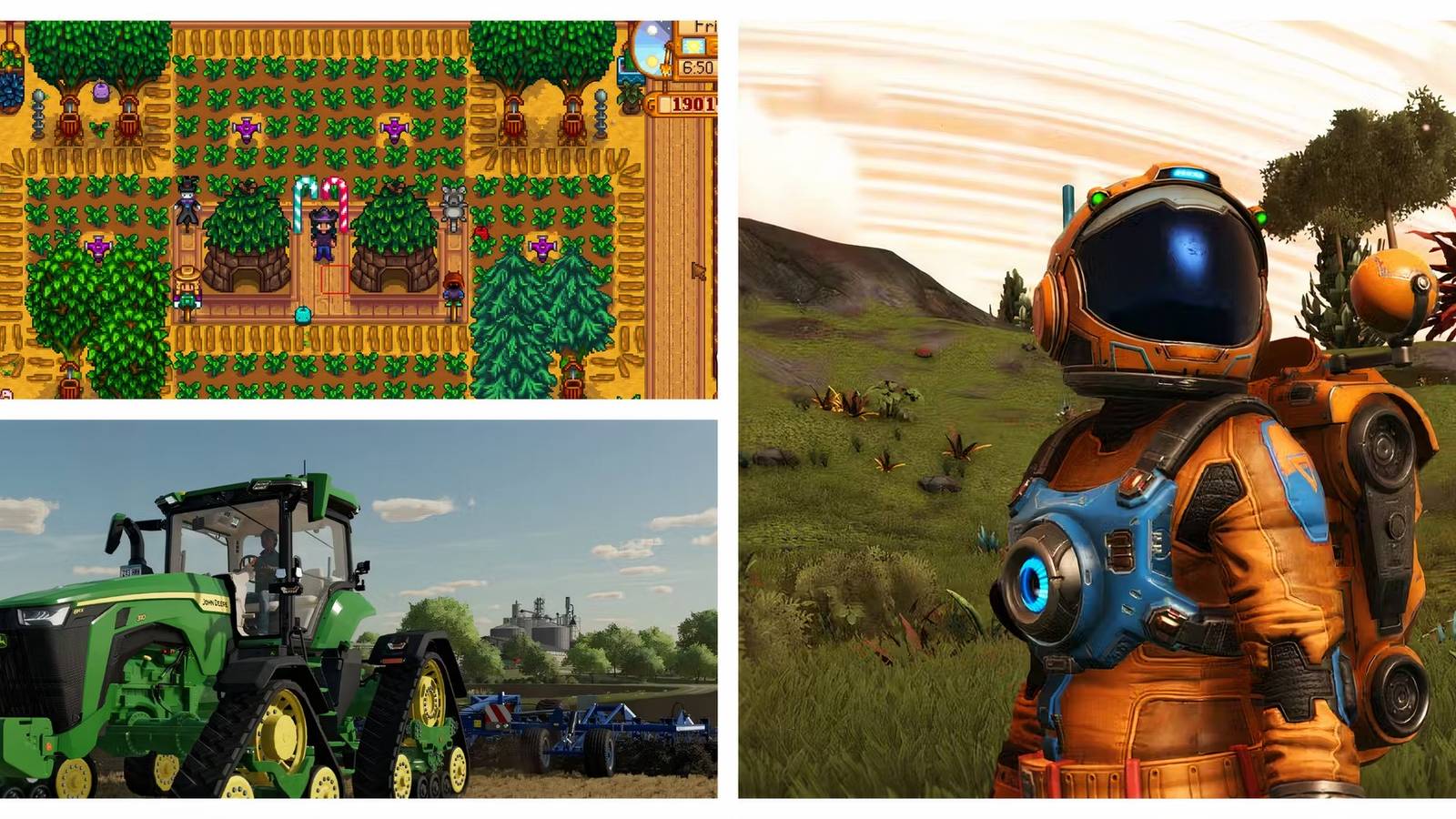 Terraria, Farming Simulator 22 and No Man's Sky farming 