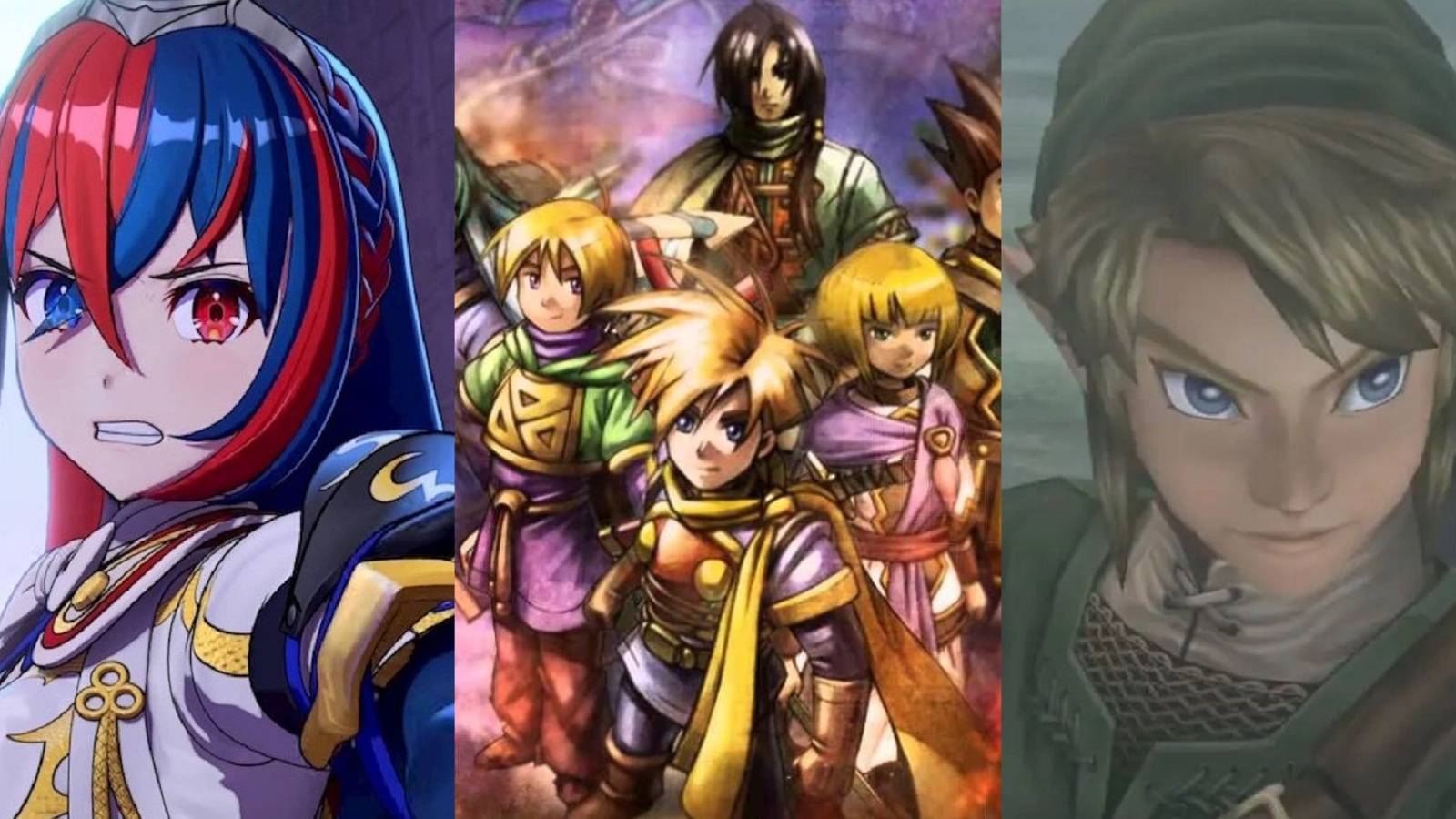 Fire Emblem, Golden Sun, Legend of Zelda collage