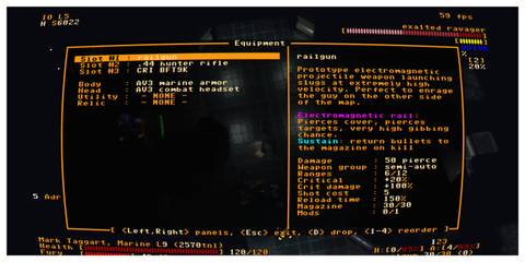 Jupiter Hell - Steam Screenshot (Viewing A Railgun In The Equipment Menu)