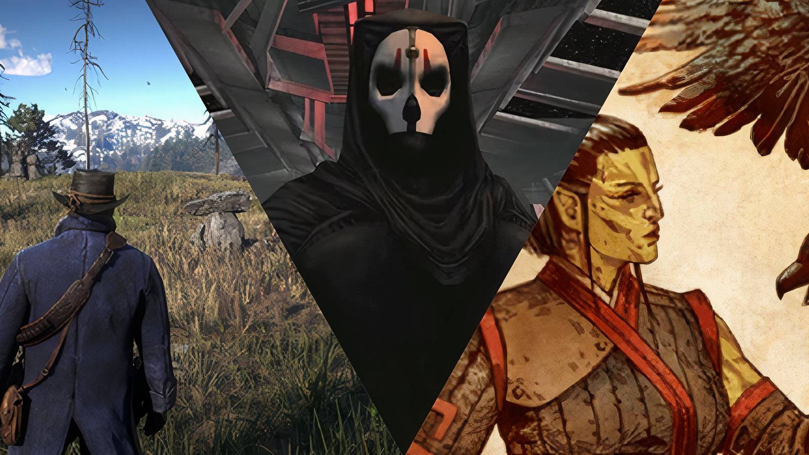 Red Dead Redemption 2, KOTOR 2, Deadfire collage