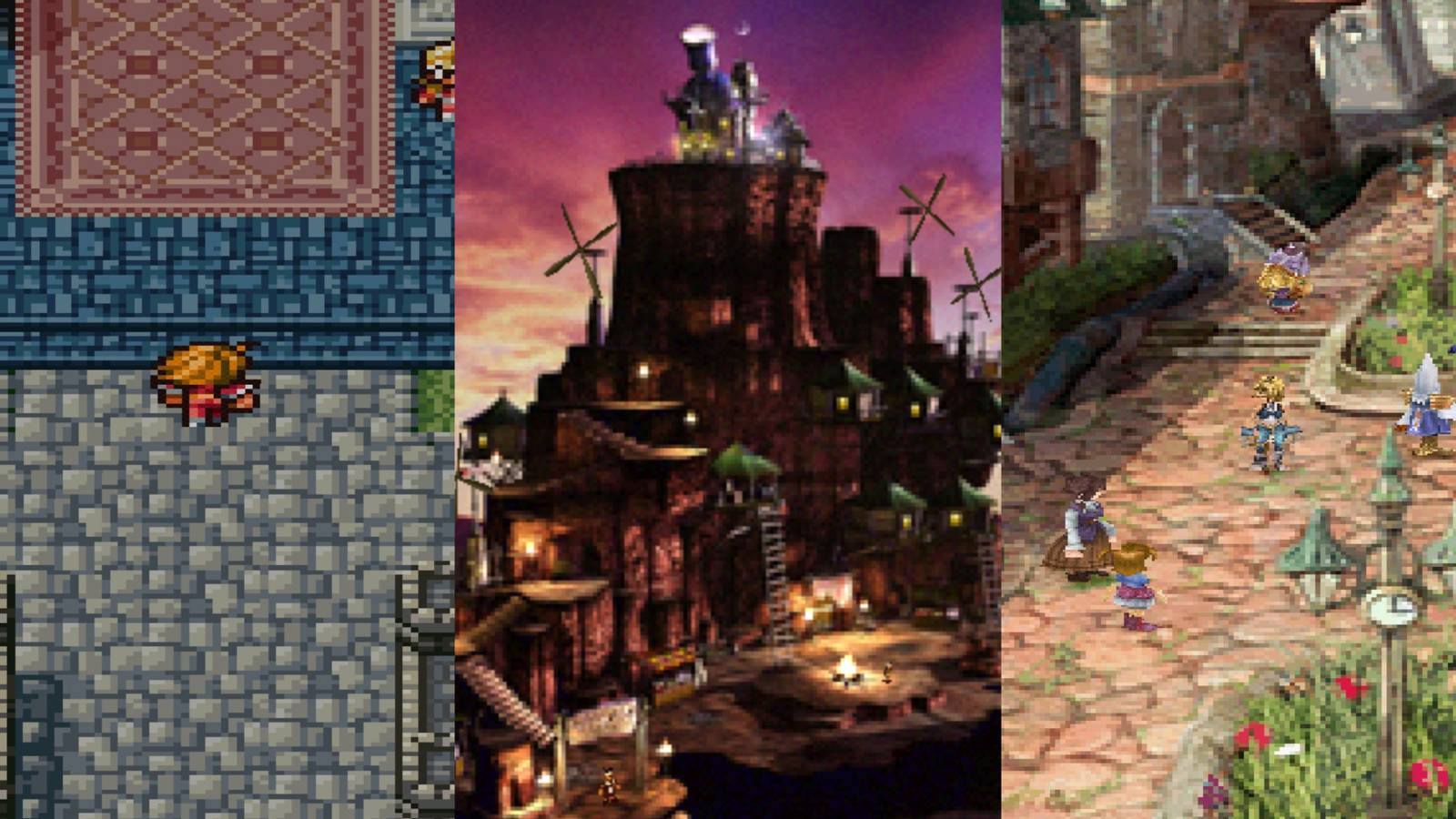 collage of towns from final fantasy