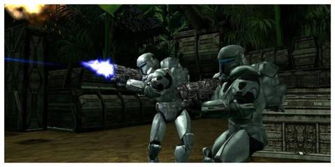 Star Wars: Republic Commando - Steam Screenshot (Clones Battling In A Jungle)
