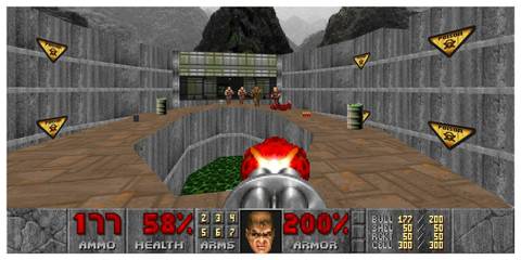 DOOM + DOOM 2 - GOG Screenshot (Firing A Chaingun)