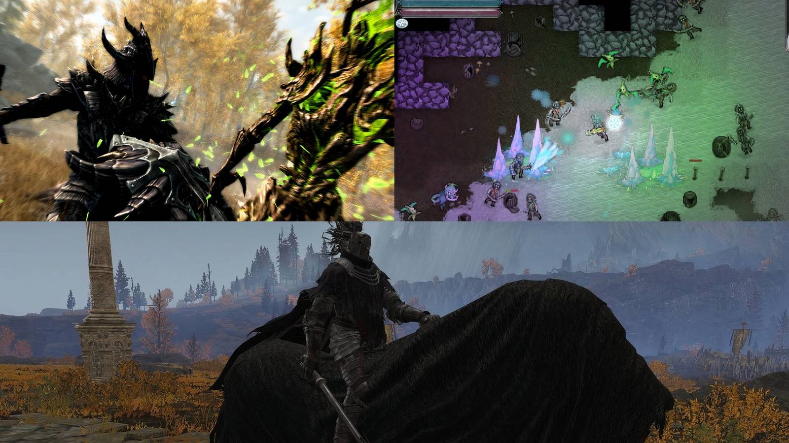 Skyrim, 9th Dawn 3, Elden Ring collage