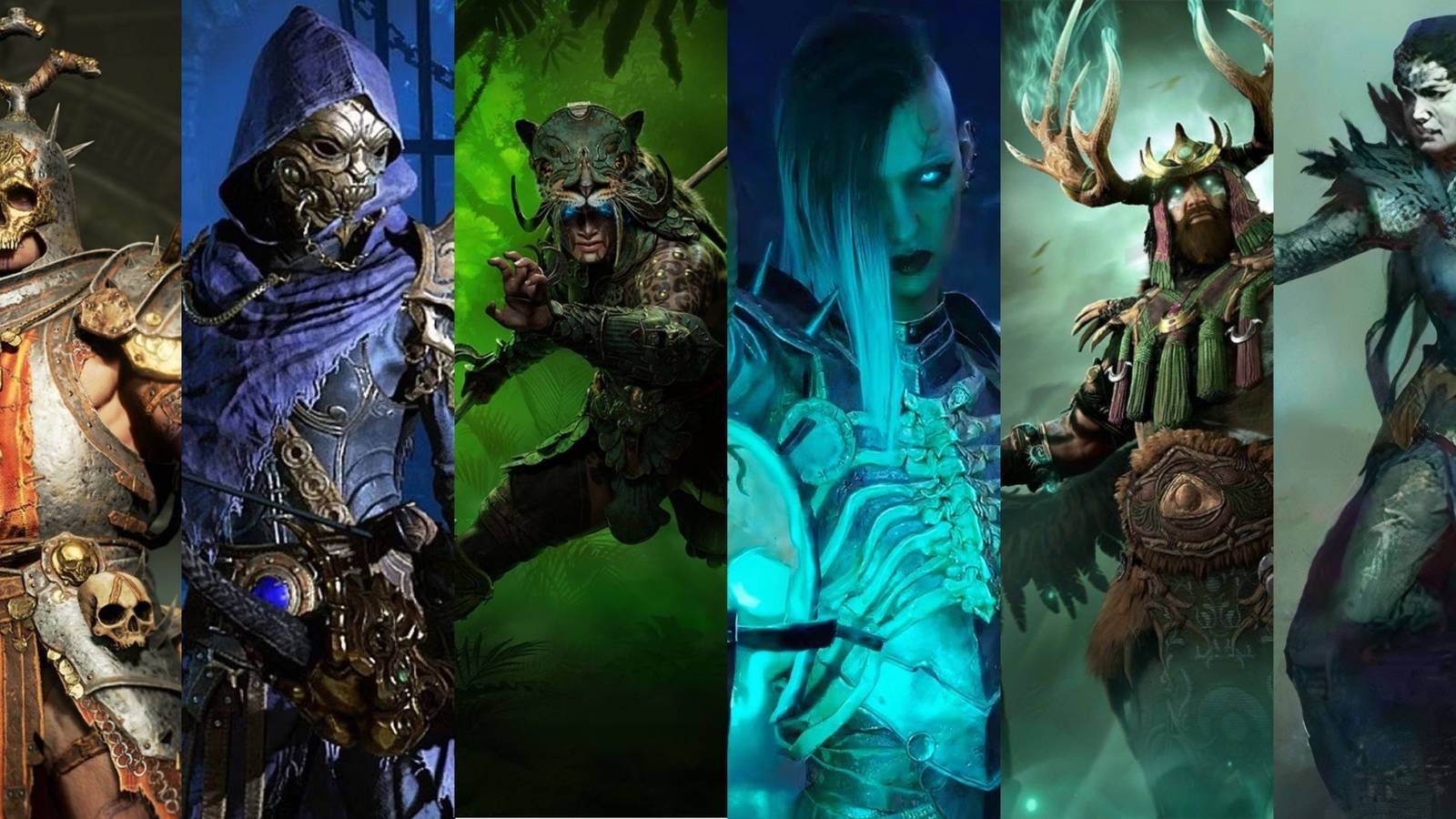Diablo 4 Vessel of Hatred all classes portrait collage