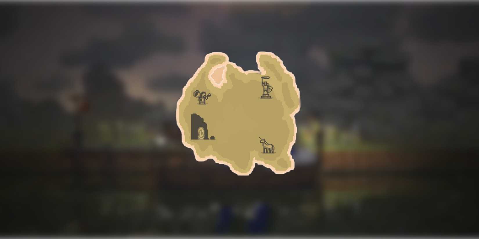 A map of the fifth Island with a backdrop of blurred gameplay footage.