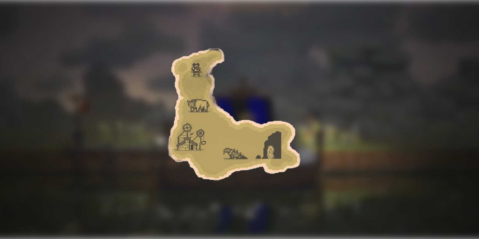 A map of the fourth Island on a backdrop of blurred gameplay footage.