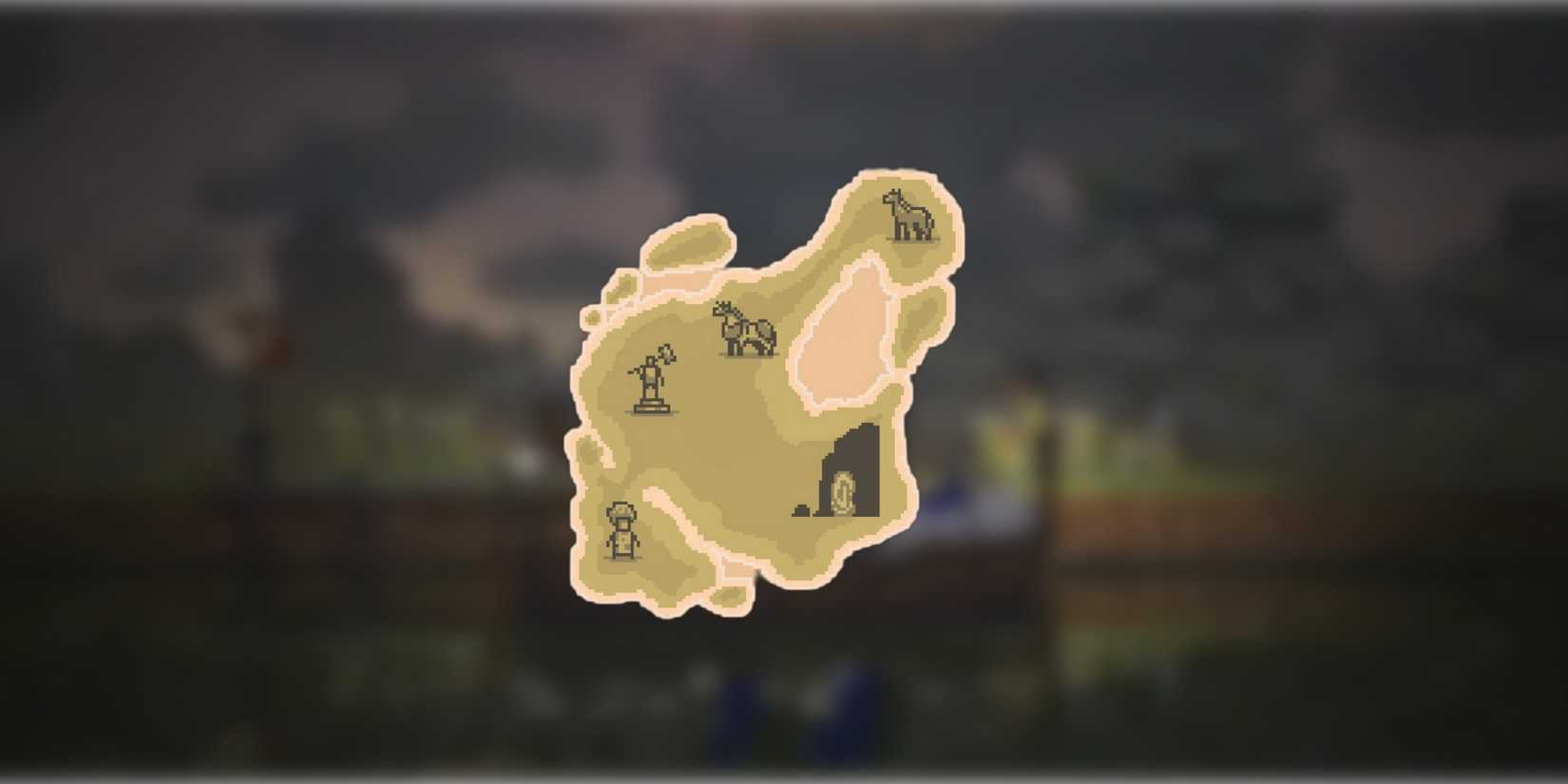 A map of the third island on a background of blurred gameplay footage.