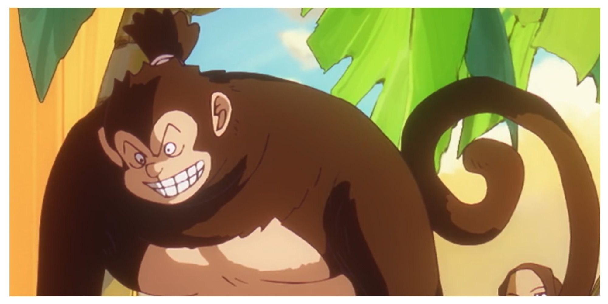 Monster, a monkey with a topknot who is part of the Red Hair Pirates