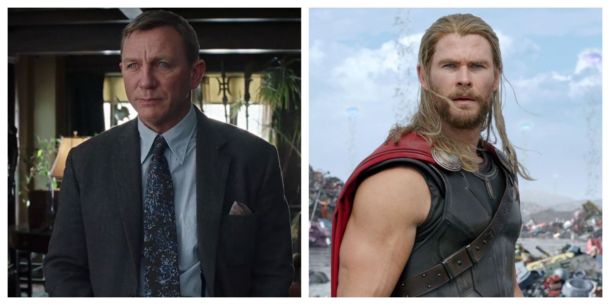 Daniel Craig as Benoit Blanc, Chris Hemsworth as Thor