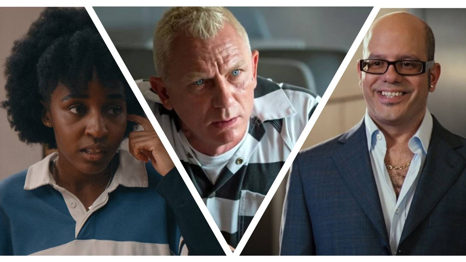 Ayo Edibiri as Josie in Bottoms, Daniel Craig as Joe Bang in Logan Lucky, and David Cross as Ian in Alvin and the Chipmunks