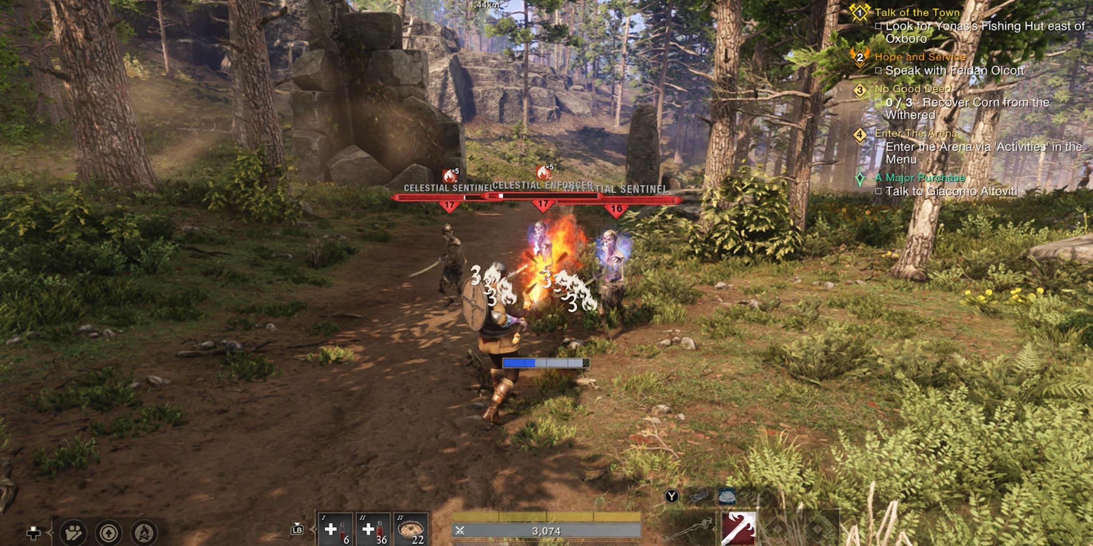 battling foes with fire staff in new world aeternum