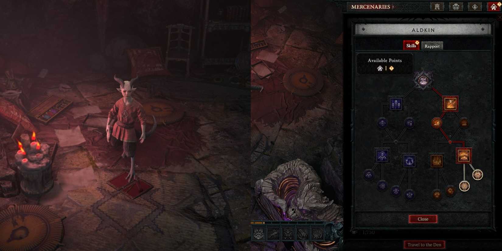 Diablo 4 Vessel of Hatred Aldkin mercenary and skill tree