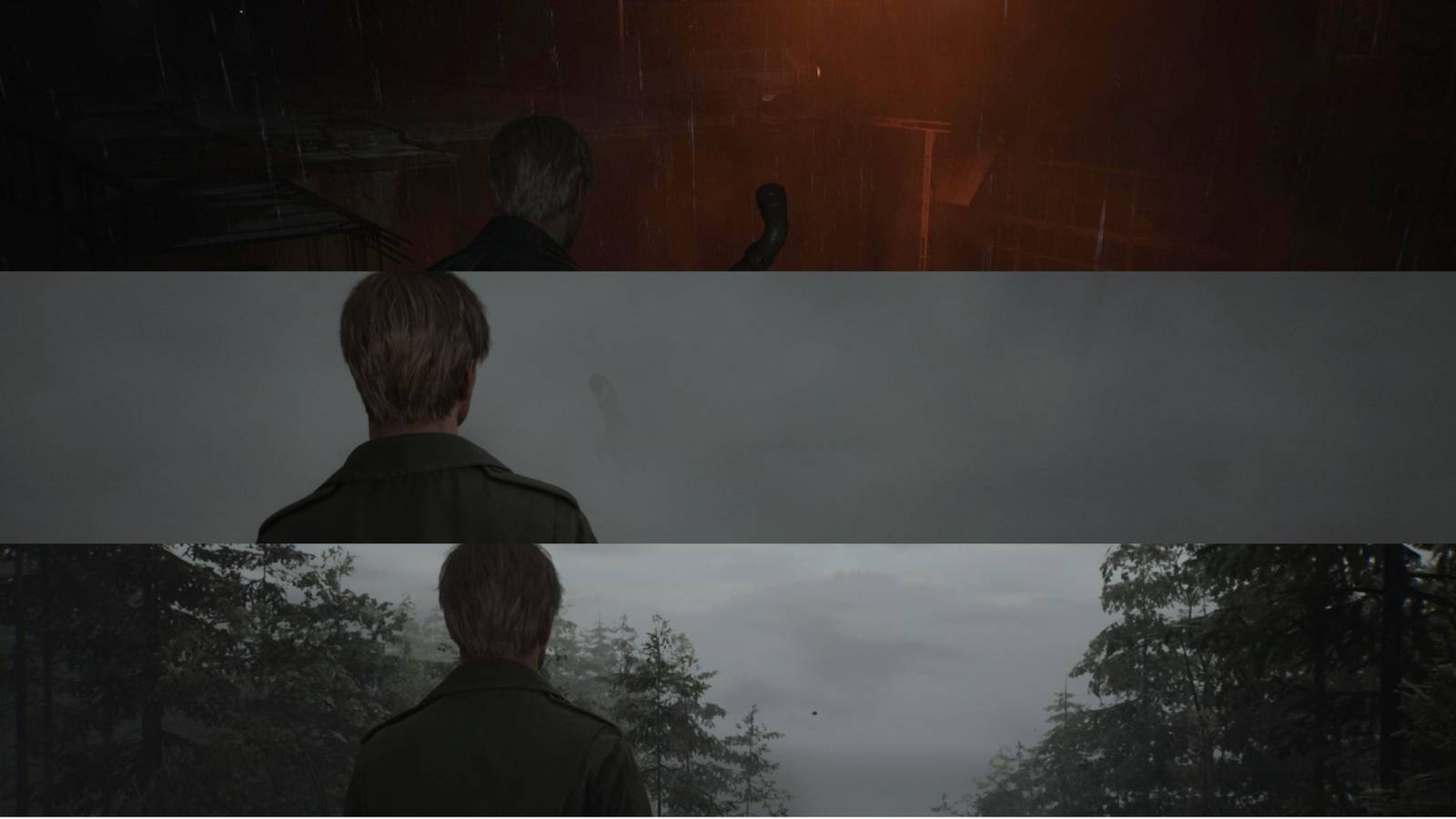 3 Way Image SHowing The  3 Layers Of Reality In Silent Hill