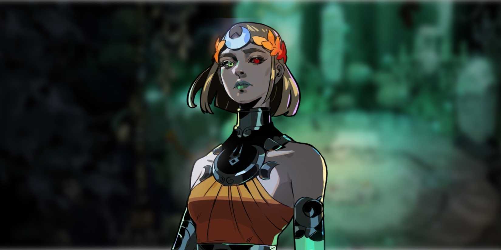 Melinoë on a backdrop of gameplay footage