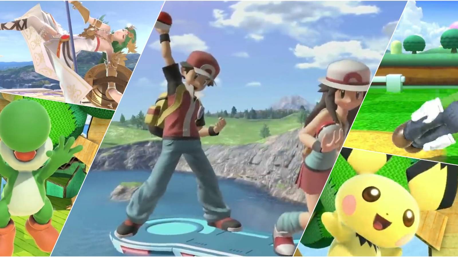 pokemon trainer, yoshi, palutena, pichu, luigi