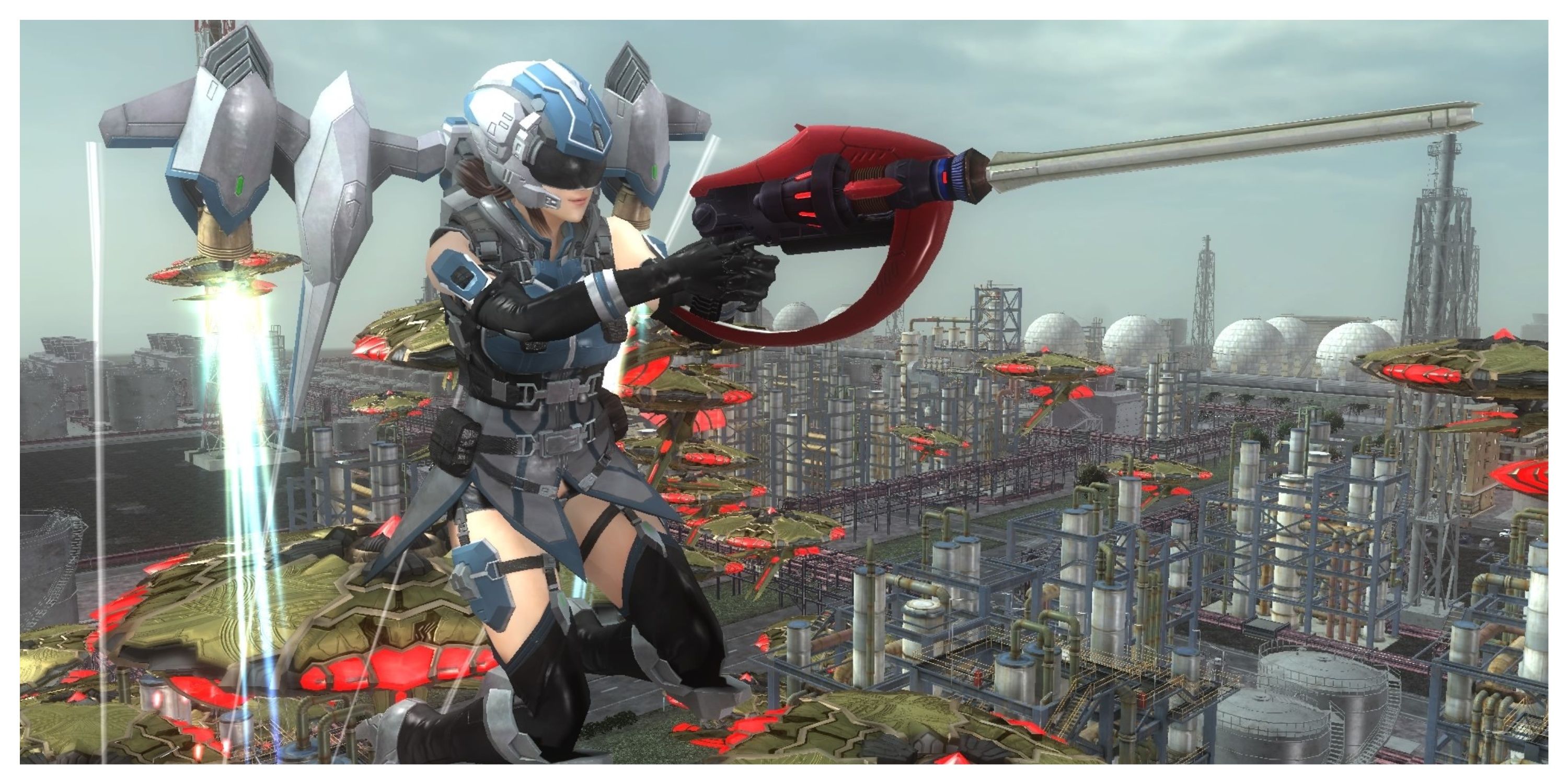 Earth Defense Force 5 - Steam Screenshot (Flying Through A City)