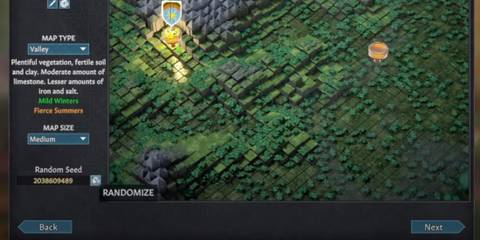 A gameplay screen depicting the terrain available to build on