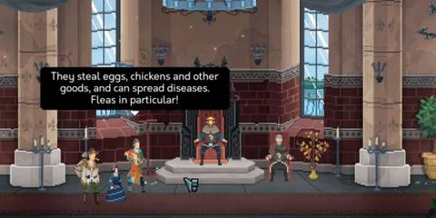 The king commanding an audience in the throne room