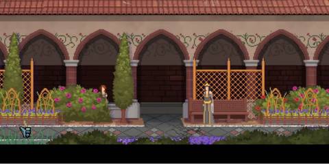 A courtyard full of flowers