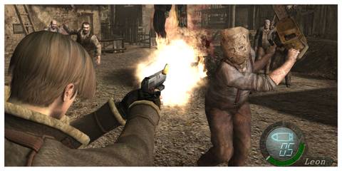 Resident Evil 4 (2005) - Steam Screenshot (Shooting A Chainsaw Enemy)