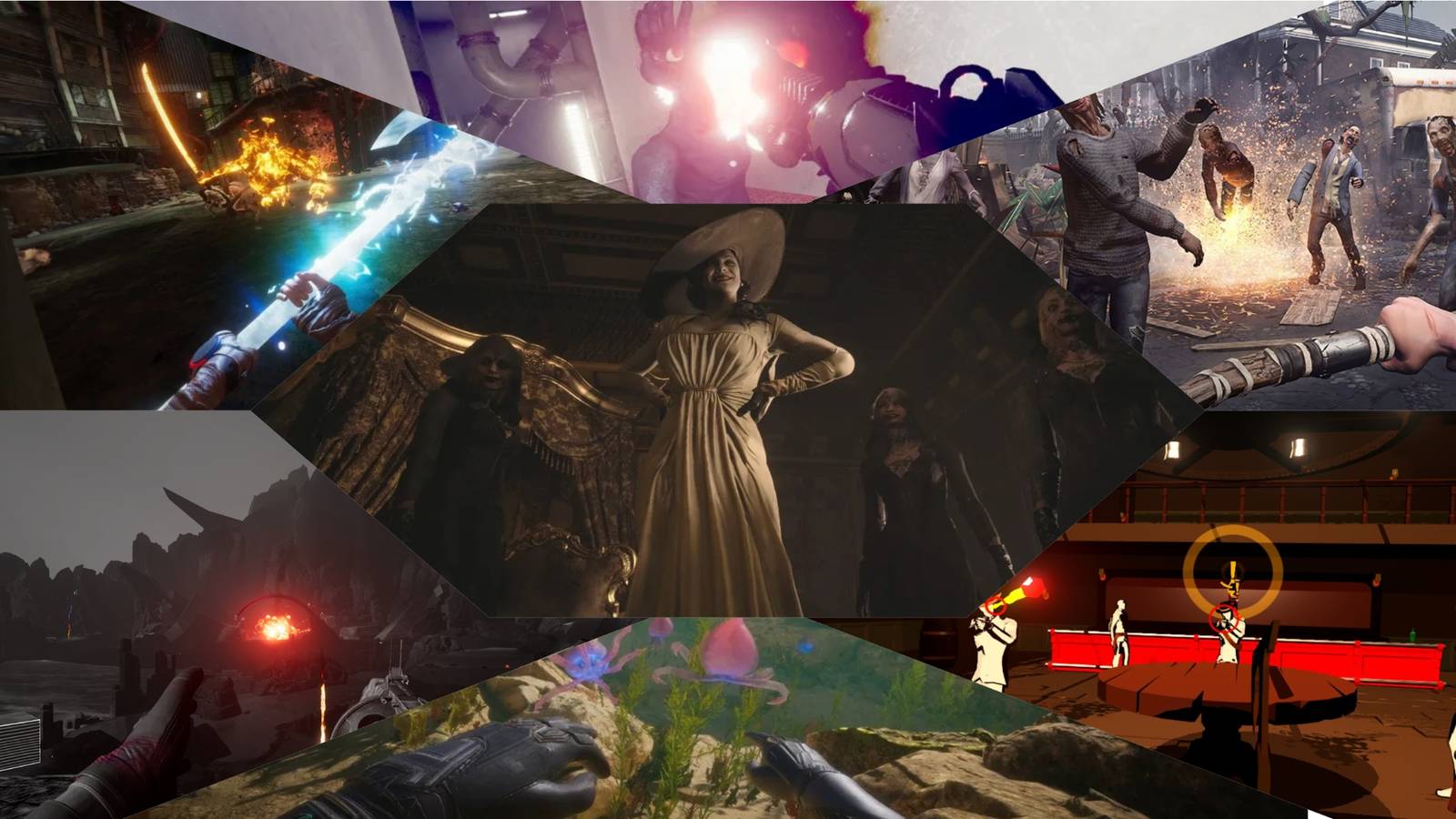 MixCollage-23-Oct-2024-06-40-PM-1295Resident Evil Village, Synapse, Vendetta Forever, Vertigo 2, Hubris, Hellsweeper VR, TWD Saints and Sinners gameplay mix collage