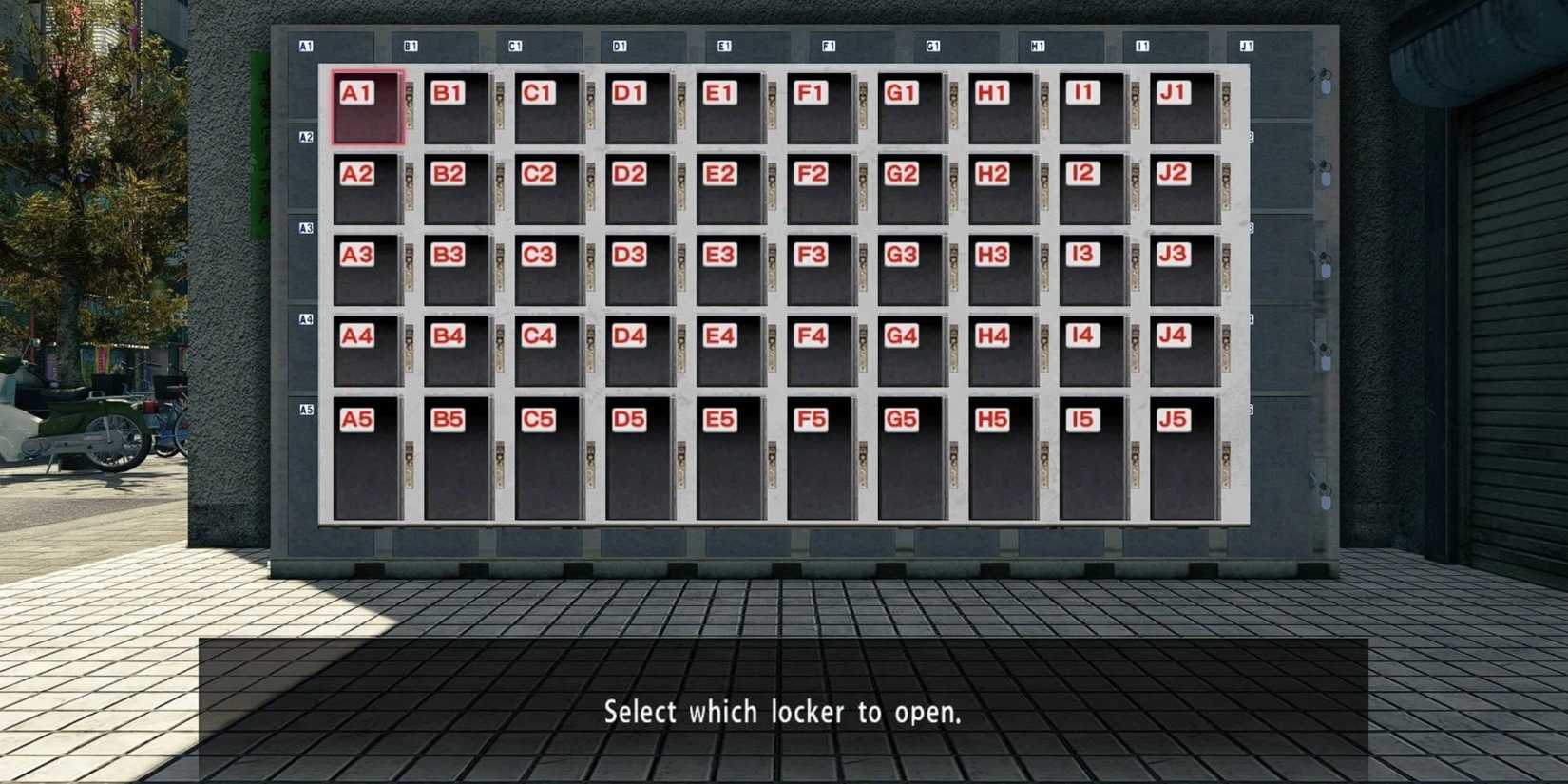 A set of coin lockers in Yakuza Kiwami