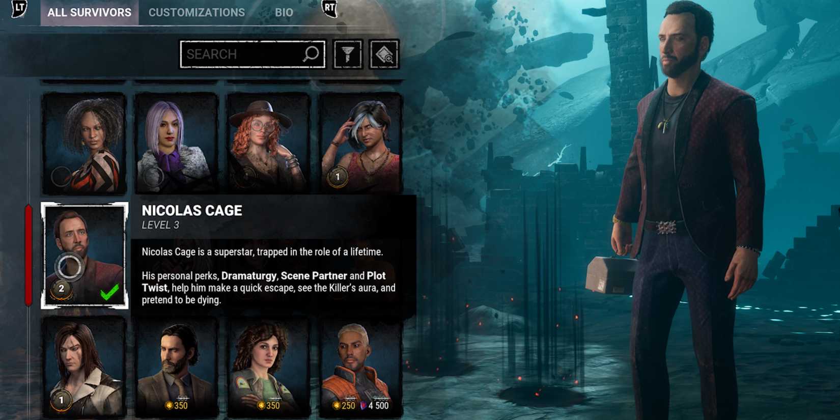 nicolas cage in dead by daylight