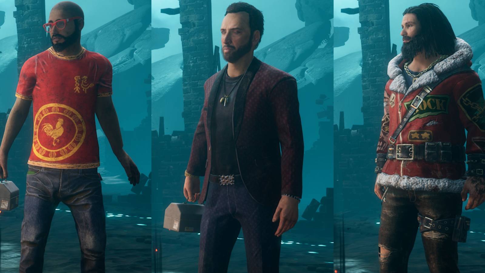 dwight, nicholas cage, and jeff in dead by daylight