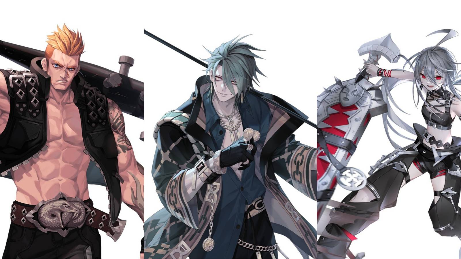 Collage of Magnus, Darko, and Garnet from Eternal Return