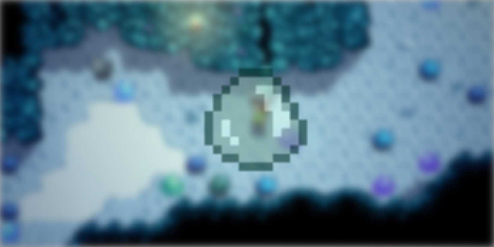 Slime on a backdrop of blurred gameplay footage