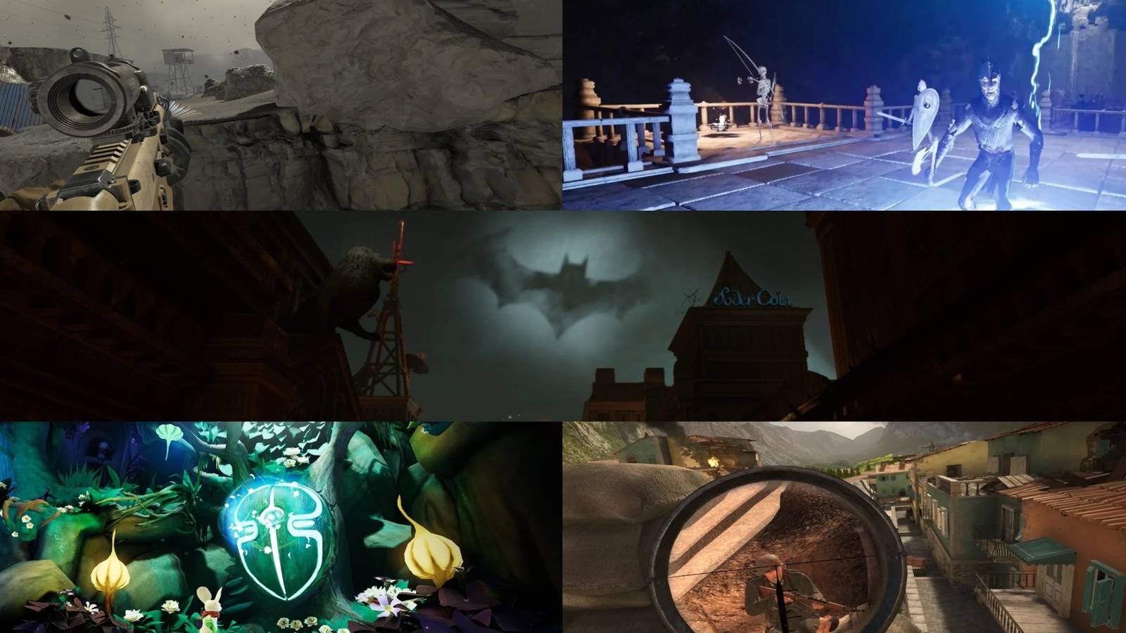 Batman Arkham Shadow, Moss Book 2, Sniper Elite VR, Into the Radius, Grimlord gameplay thumbnail collage