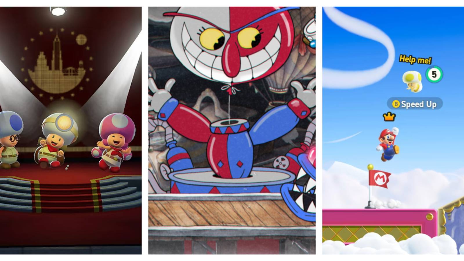 Captain Toad Cuphead Super Mario Bros Wonder