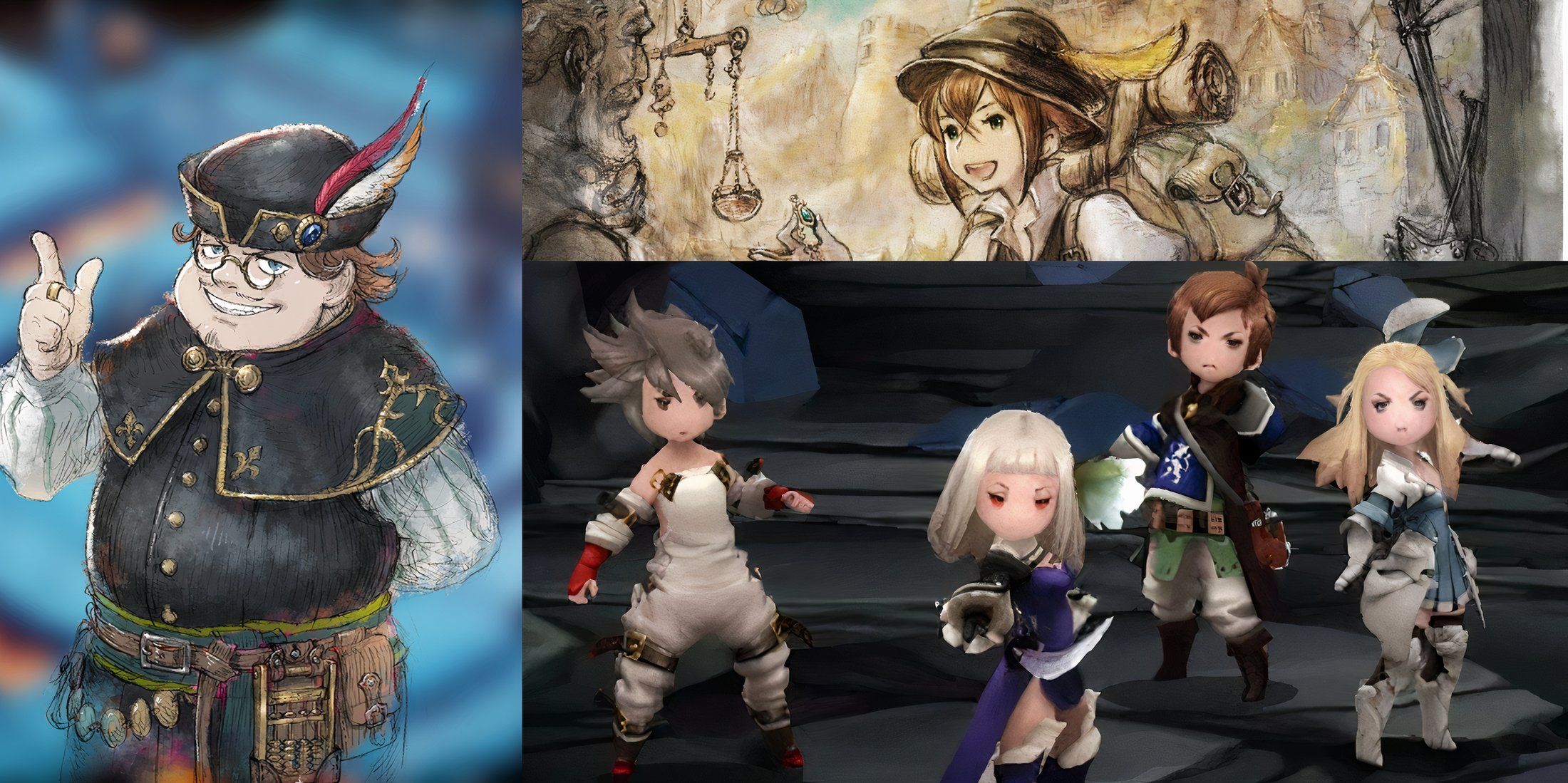 Triangle Strategy, Octopath Traveler, Bravely Second collage