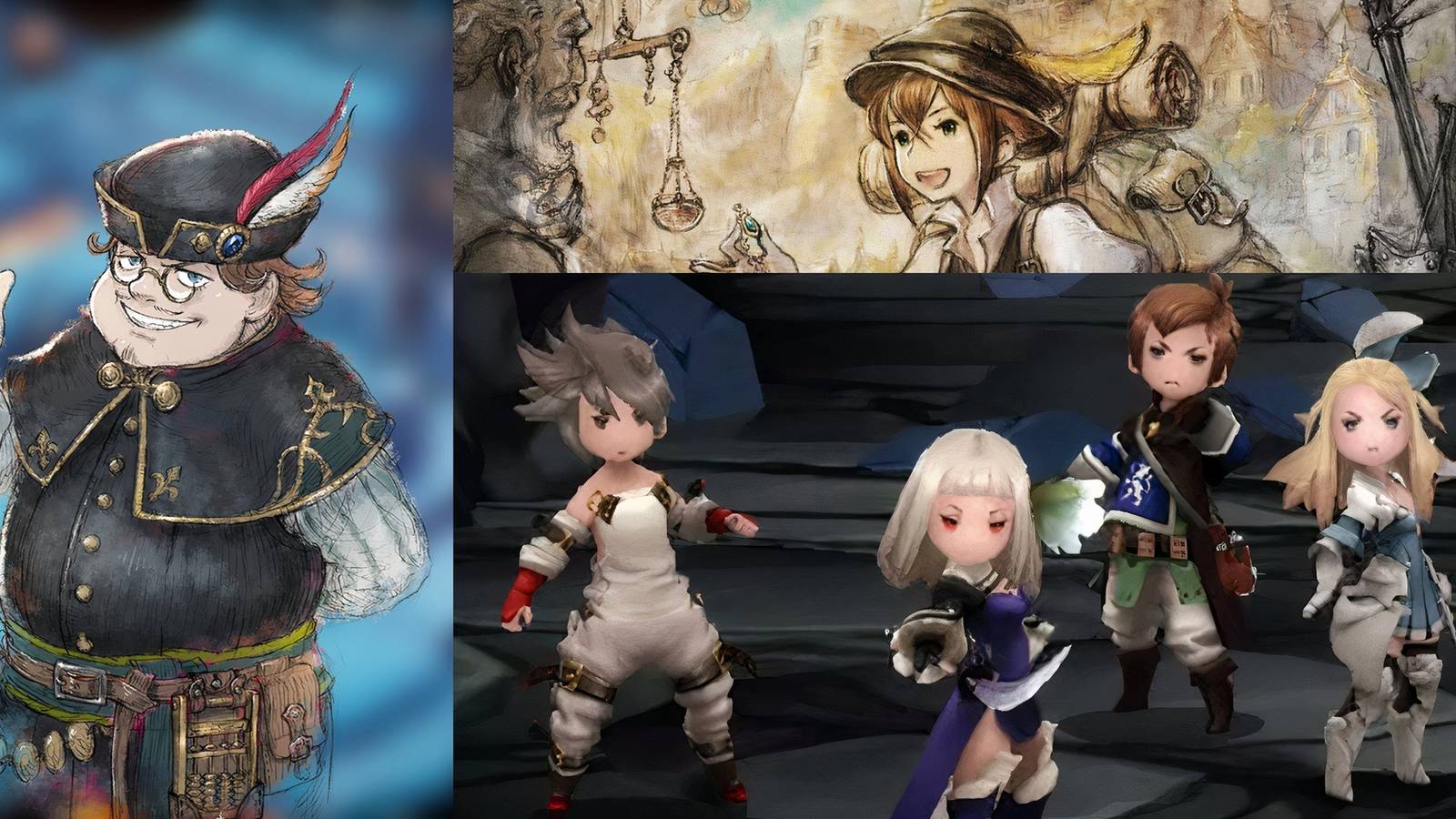 Triangle Strategy, Octopath Traveler, Bravely Second collage