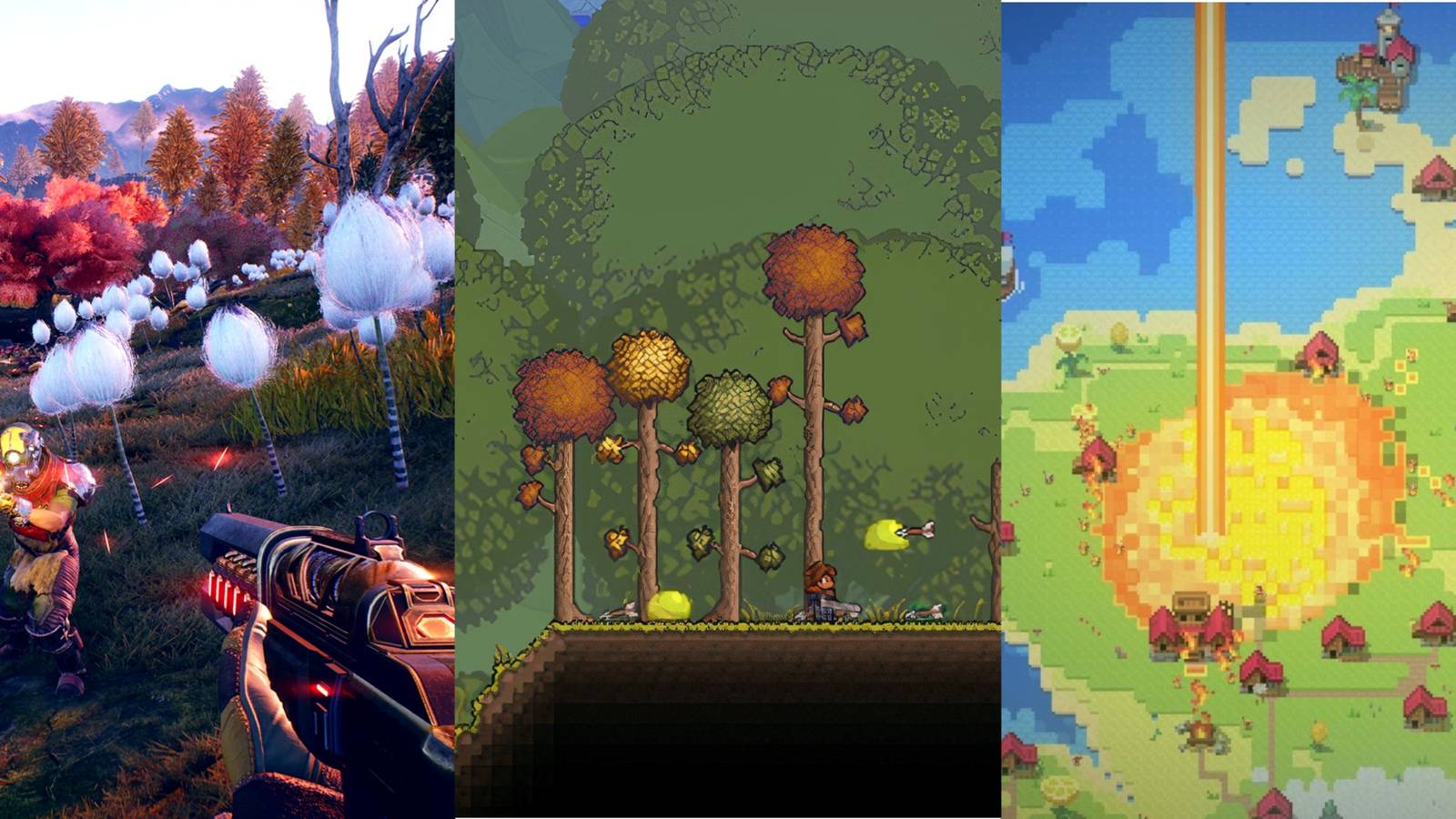 Outer Worlds, Terraria, Worldbox