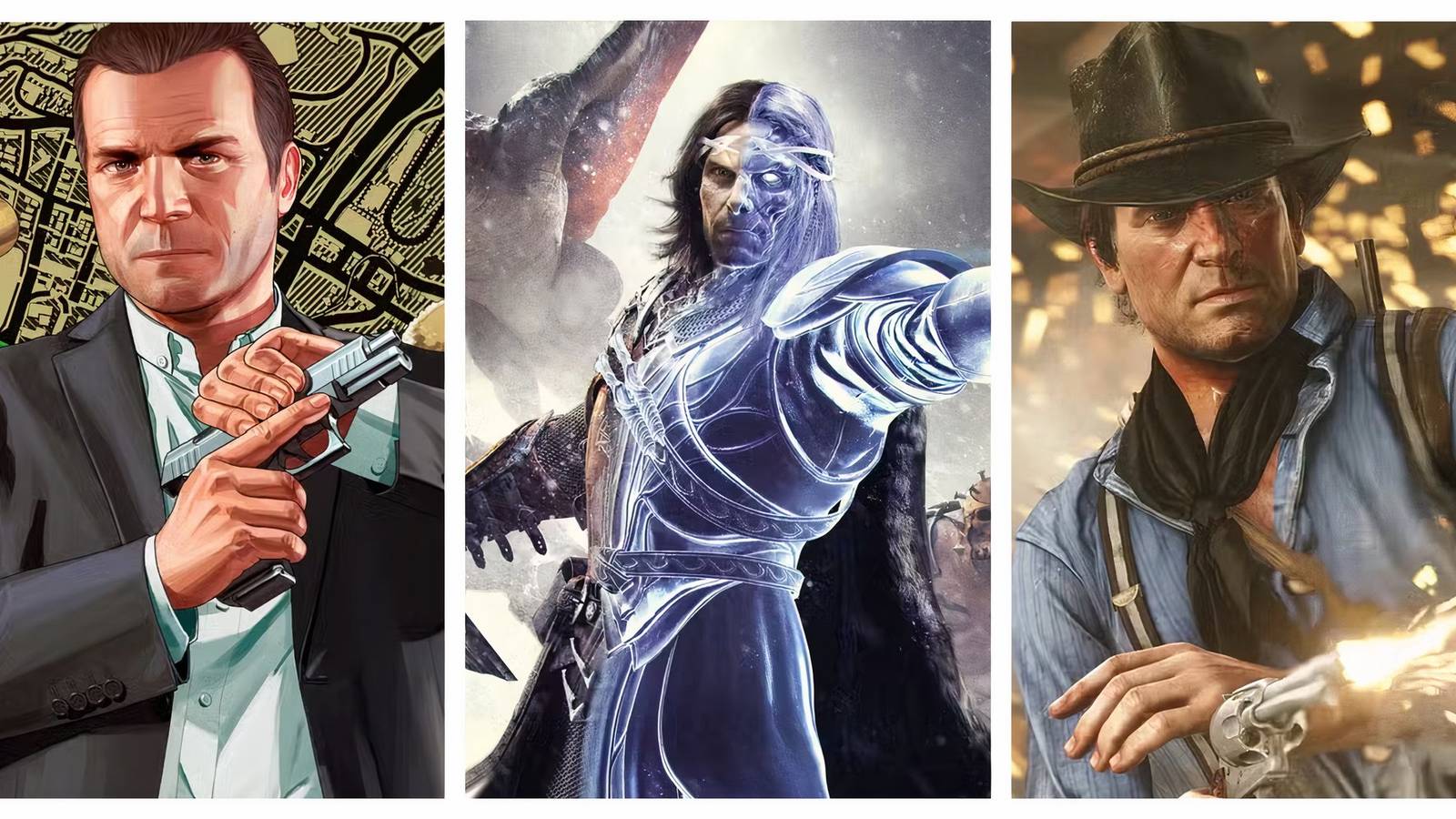 Talion, Michael, and Arthur Morgan artwork