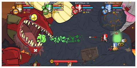 Castle Crashers - Steam Screenshot (Firing At A Boss)