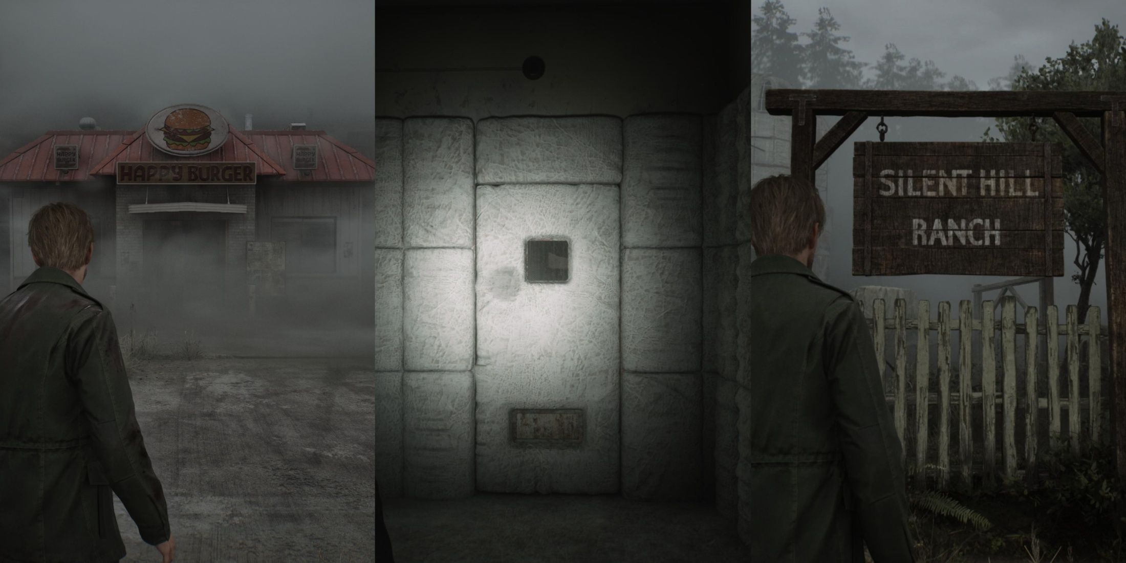 3 Way Image of James At Happy Burger, A padded Cell, James At Silent Hill Ranch