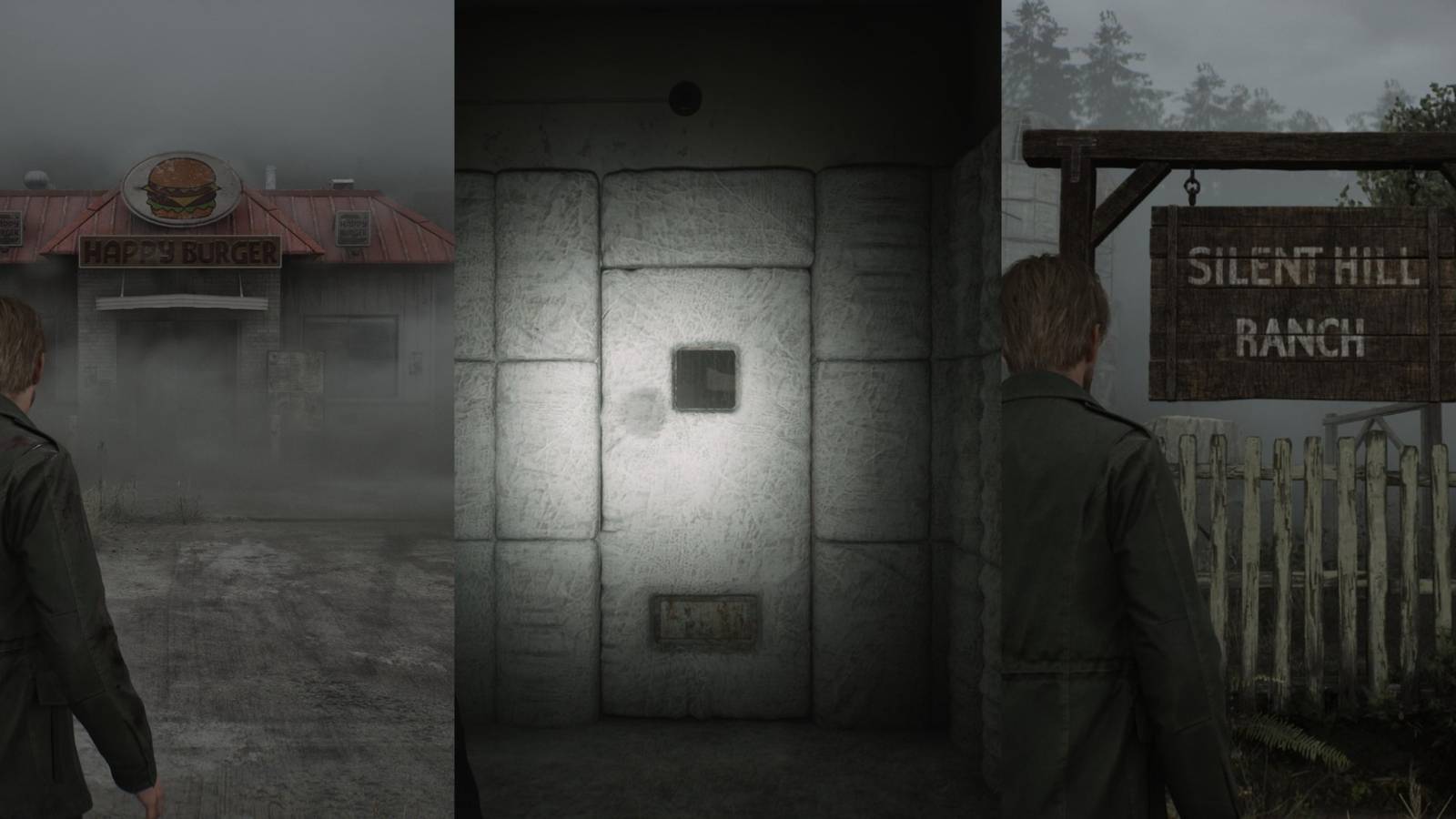 3 Way Image of James At Happy Burger, A padded Cell, James At Silent Hill Ranch