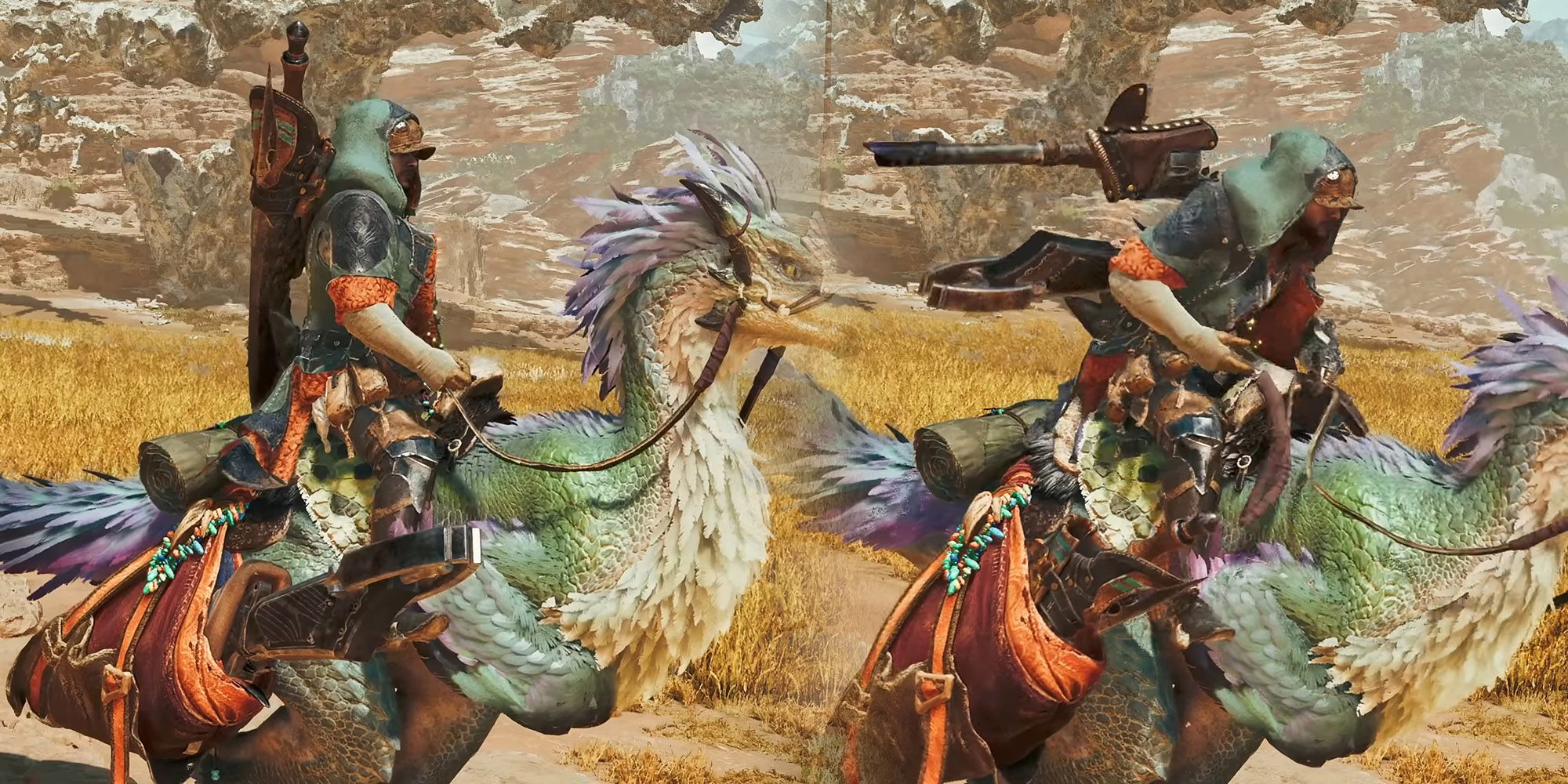 Monster Hunter WIlds - Example of Switching Weapons on Mount